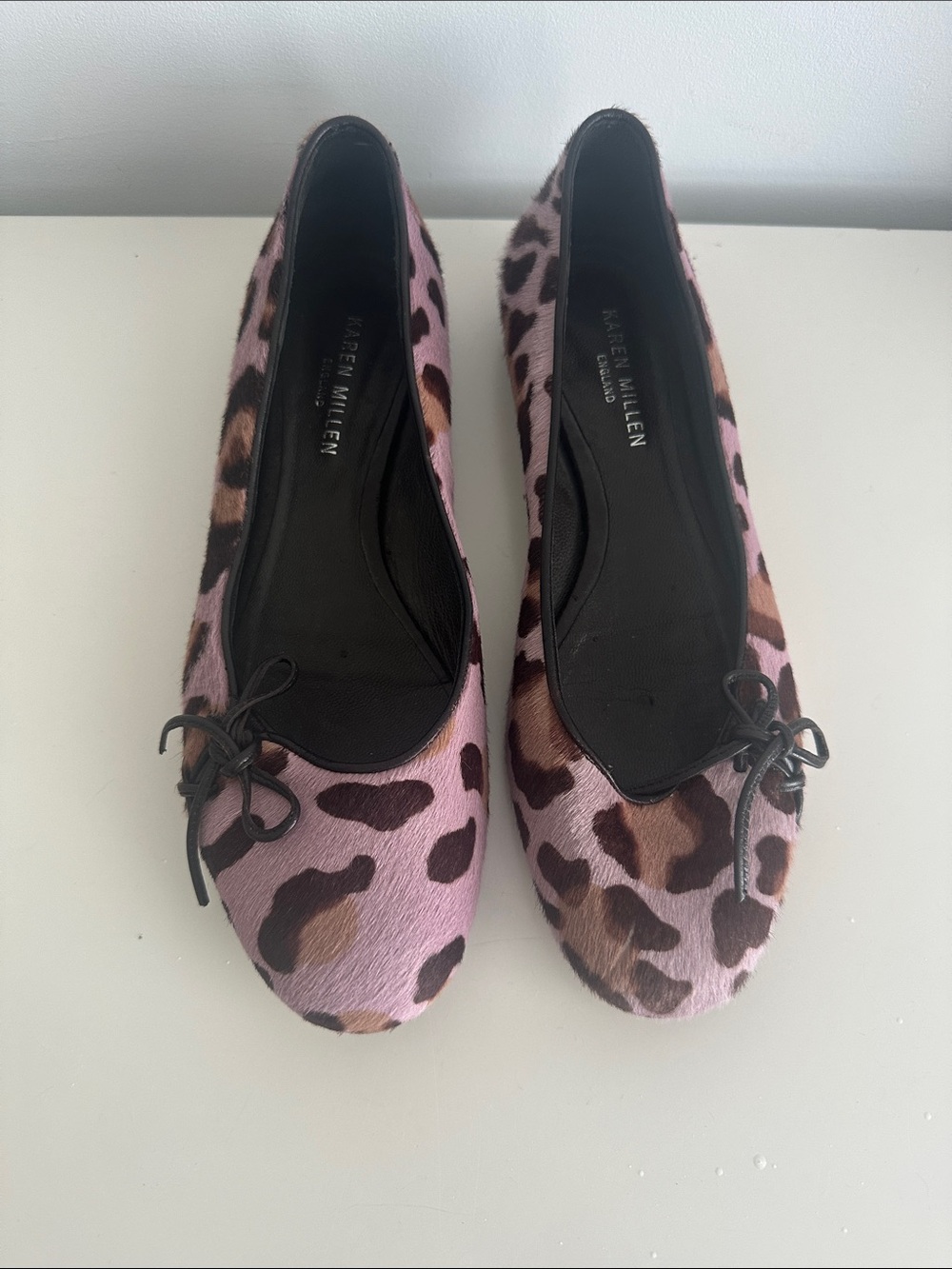 Karen Millen Pink Leopard Print Haircalf Ballet Flats